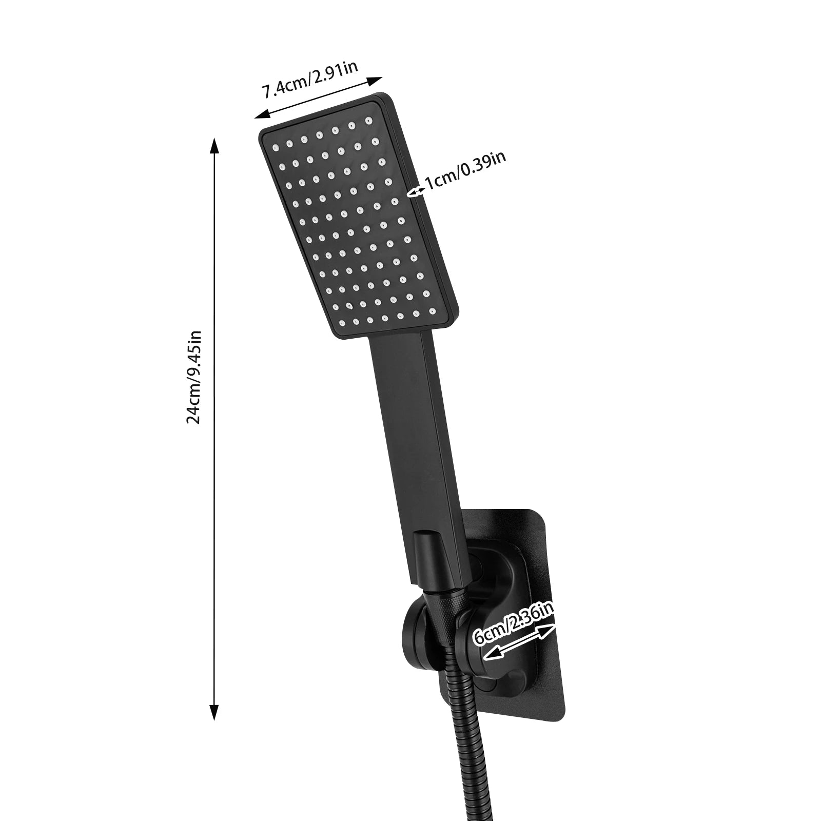 Svart Duschset med Handduschmunstycke - Komplett Väggmonterat Set