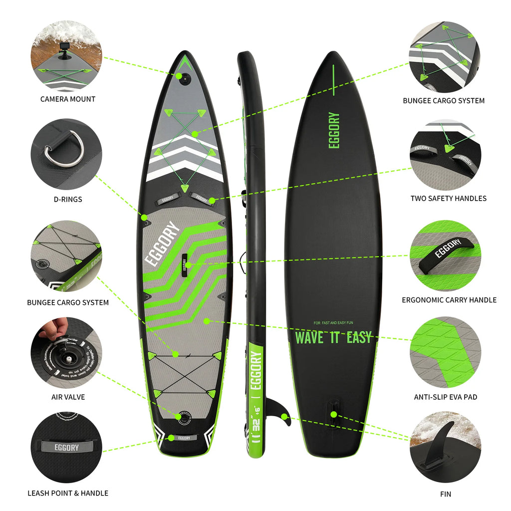 335 cm Uppblåsbar Stand Up Paddle Board 335cm - SUP Set för Vuxna med Kamerafäste