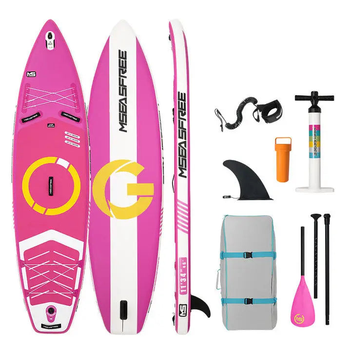 Uppblåsbar SUP Board 335cm - Stand Up Paddleboard för Surfing och Racing rosa röd Polen