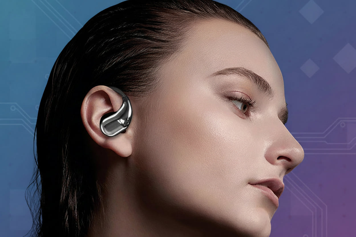 Bluetooth 5.4 Ear Hook TWS Hörlurar - Premium Trådlösa HiFi Stereo Vattentäta Earphones med LED Display, Touch Control & Lång Standby - För Sport & Daglig Användning.
