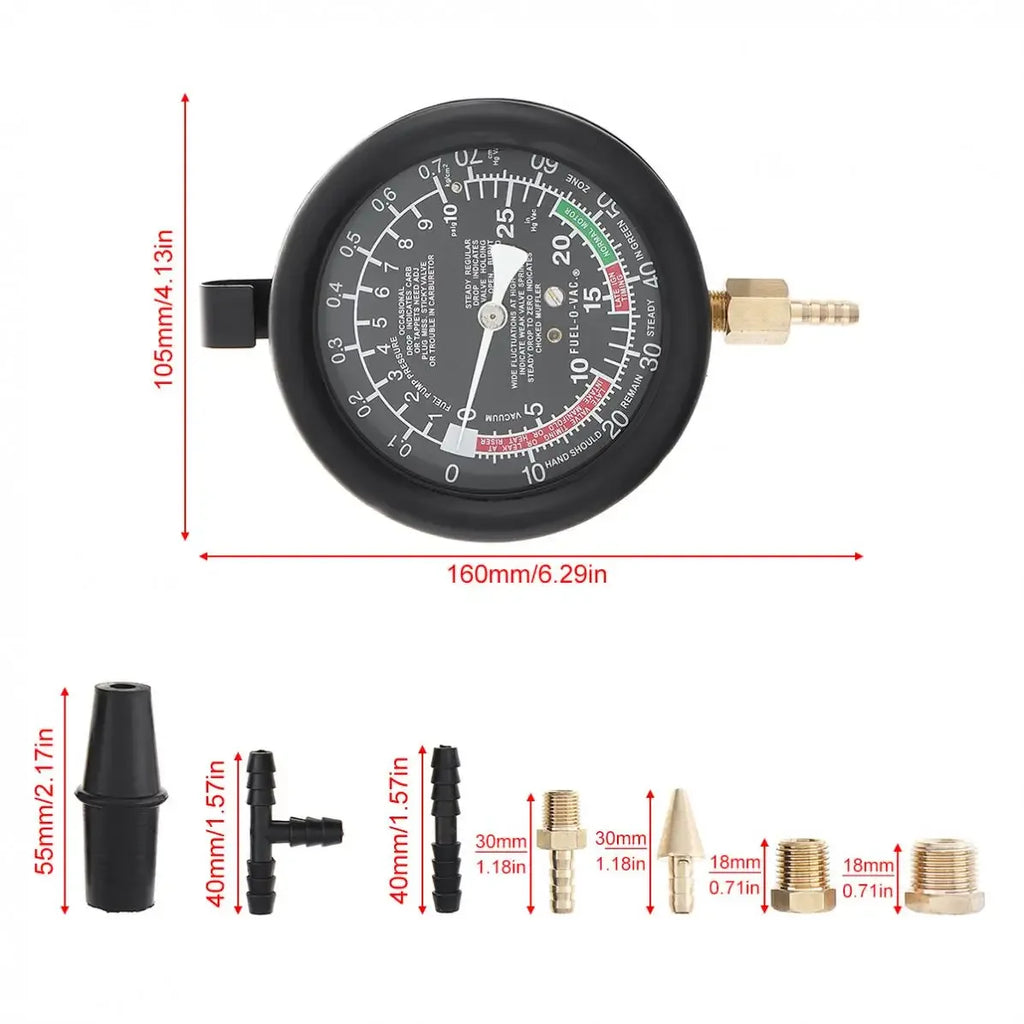 Professionell Bränslepump & Vakuumtestare 0-10 PSI / 0-28 Hg för Bil & Lastbil