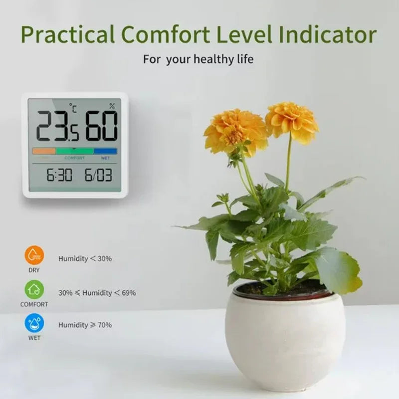 Smart Digital Termometer & Hygrometer med Klimatindikator - LCD Väderstation