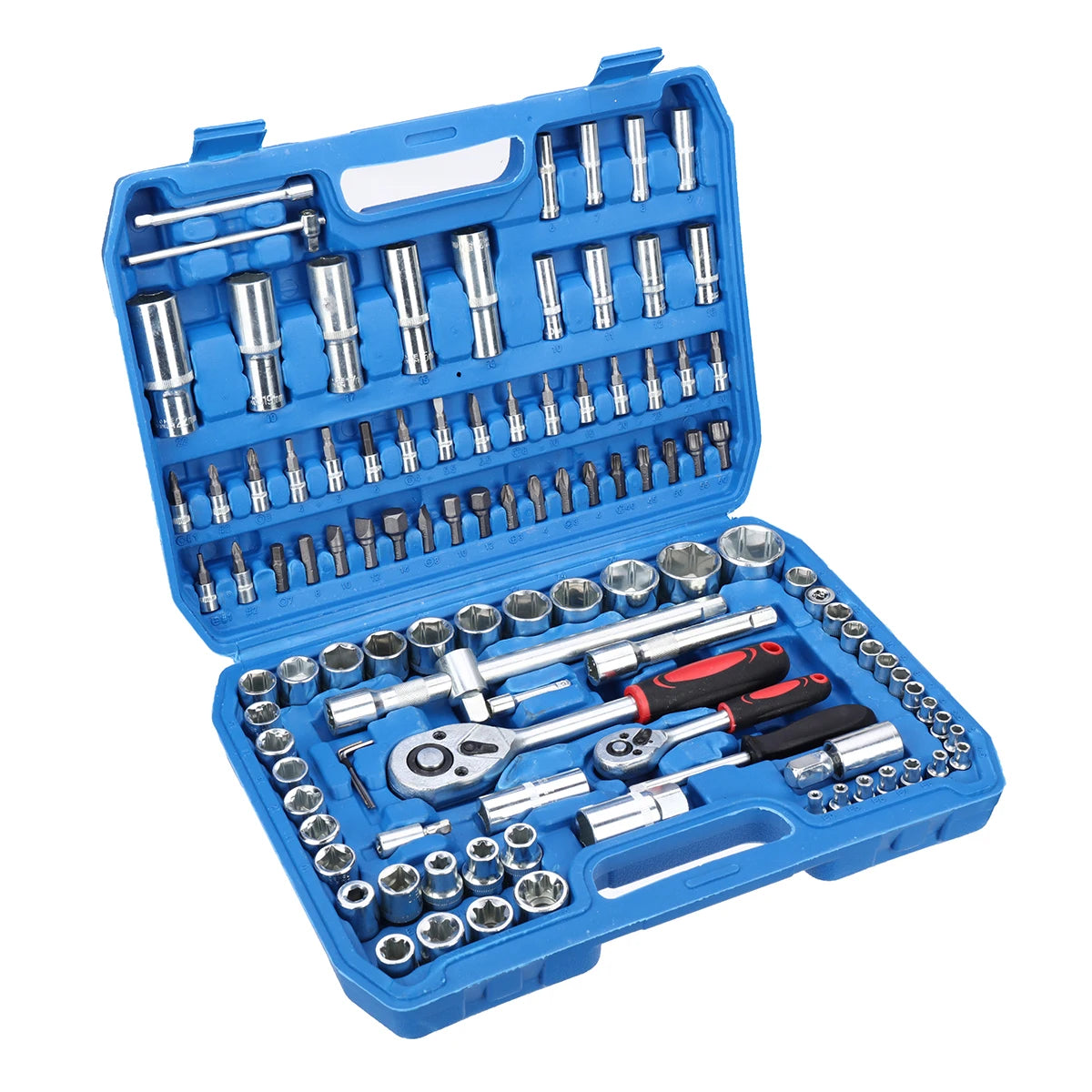 108-delars Skruvnyckelset – 1/4" & 1/2" CR40 Stål Hylsnyckelsats med Väska