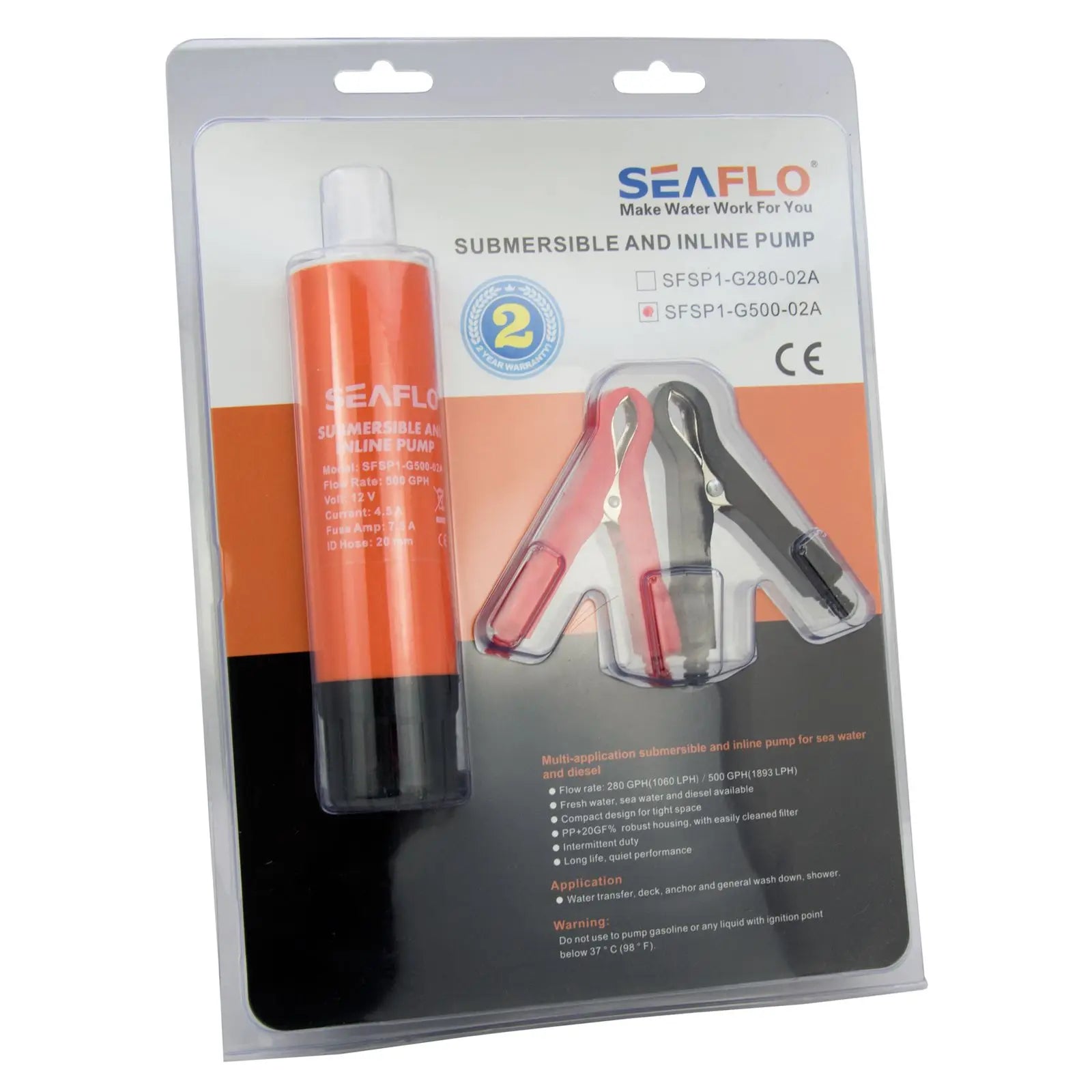 12V 500GPH Marin Inline Dränkbar Pump för Båt - Vatten & Diesel Transfer