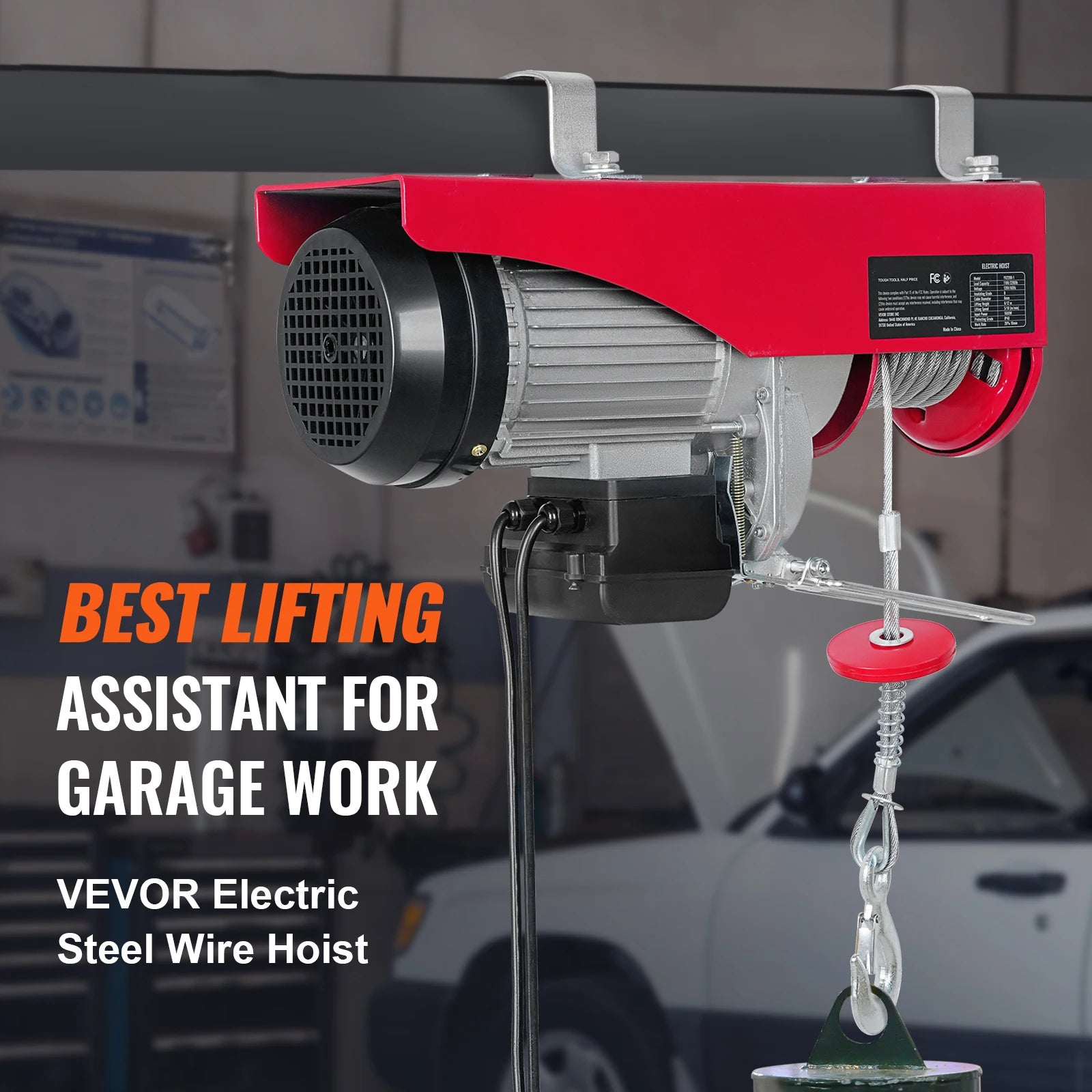 Elektrisk Vinsch 1000 kg - Professionell Ståltrådsvinsch med 12m Lyftkapacitet