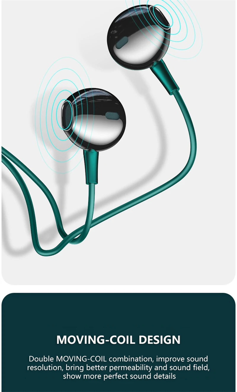 Type-C/3.5mm Kabelanslutna Hörlurar - Dubbel Bass In-Ear med Mikrofon & Karaoke