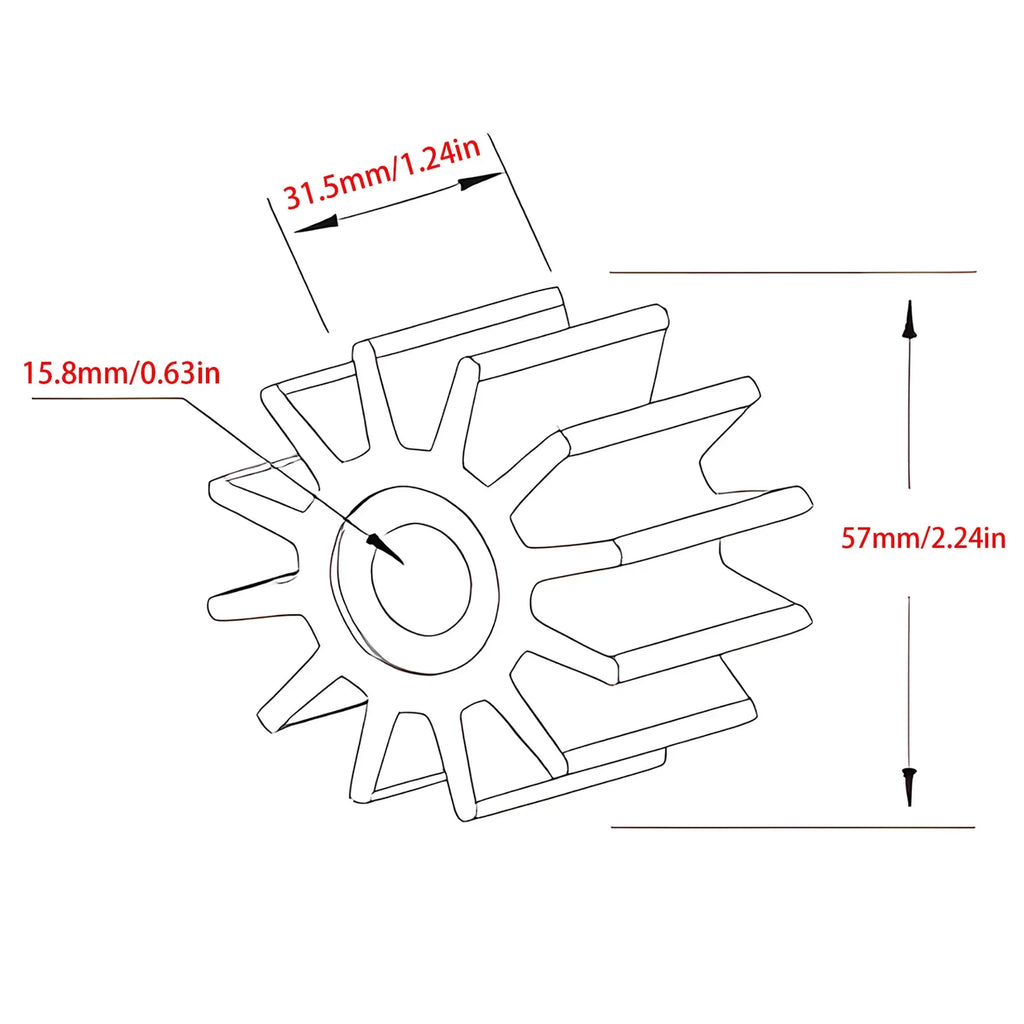 Vattenpump Impeller Kit 1210-0001 för Jabsco & Johnson Marinmotorer