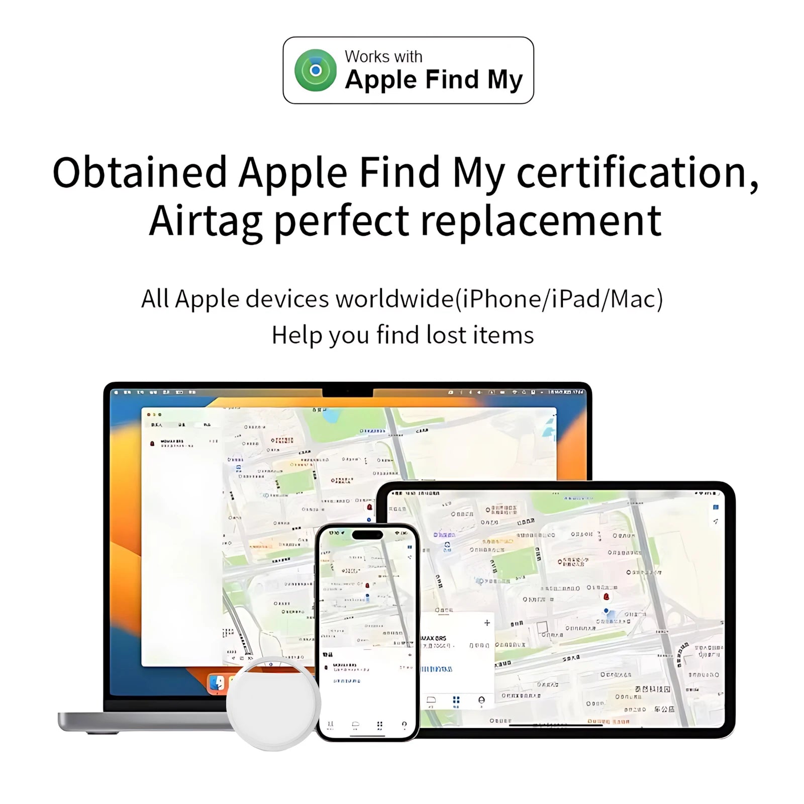 Mini GPS Tracker 2-Pack för iPhone - Apple Find My | MFI-Certifierad Bluetooth Spårare