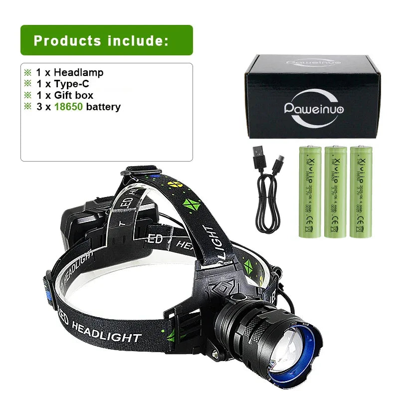 Kraftfull LED Pannlampa 800W - USB Laddningsbar Vattentät Arbetslampa. Komplett set