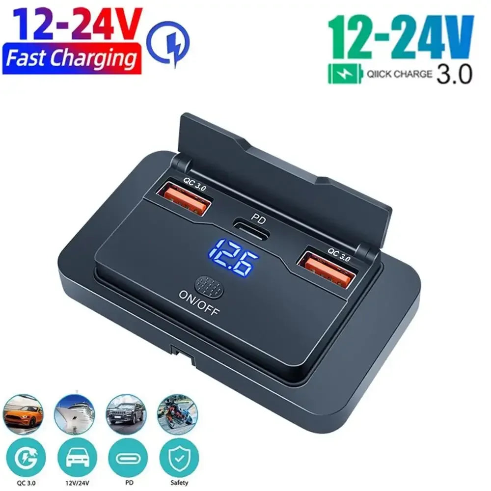 USB-laddare för bil med snabbladdning PD 20W & QC3.0