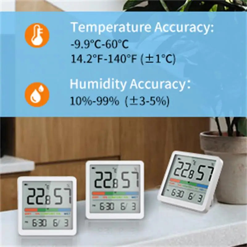 Smart Digital Termometer & Hygrometer med Klimatindikator - LCD Väderstation