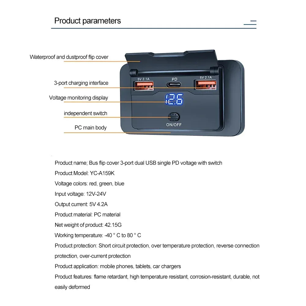 USB-laddare för bil med snabbladdning PD 20W & QC3.0