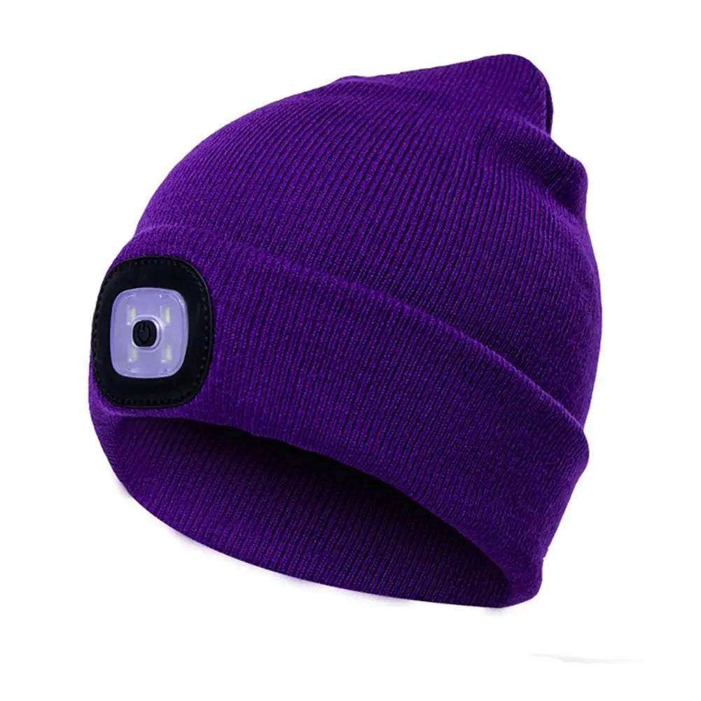 LED Beanie med Pannlampa - USB-Laddningsbar Vintermössa för Löpning & Cykling light A