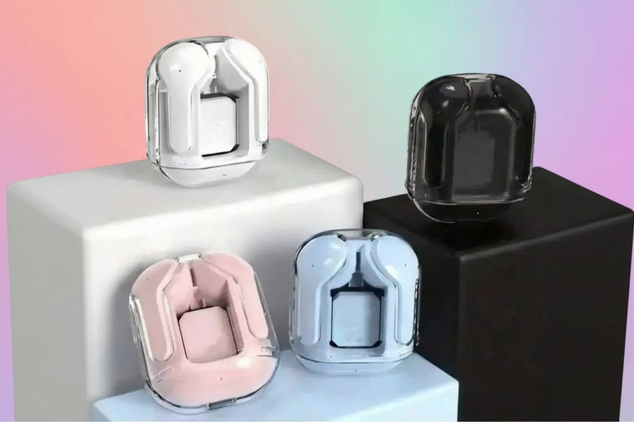 Original T2 Trådlösa Bluetooth Hörlurar - Transparent HIFI Stereo med LED Batteriindikator.