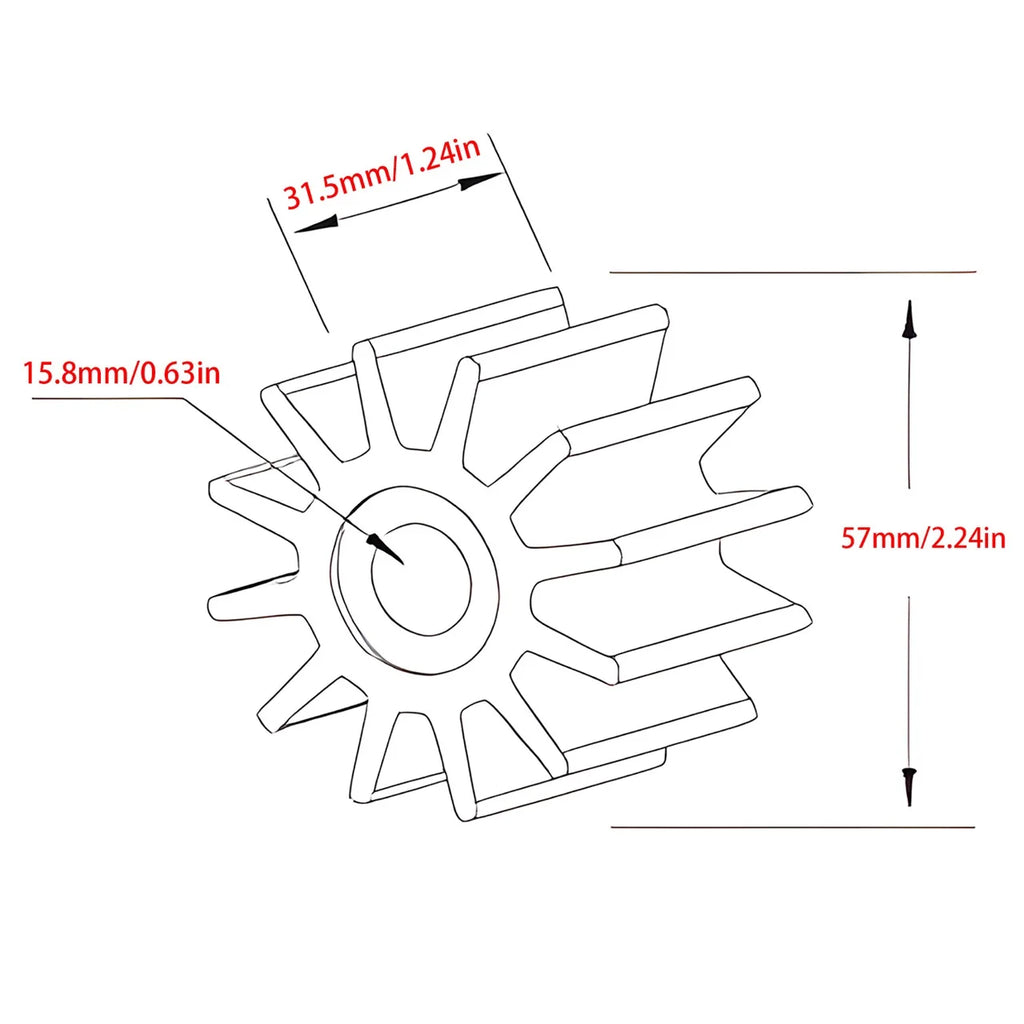 Impeller Kit 129470-42532 för Yanmar 3JH 4JH Marinmotorer - 12-bladig Spline Drive