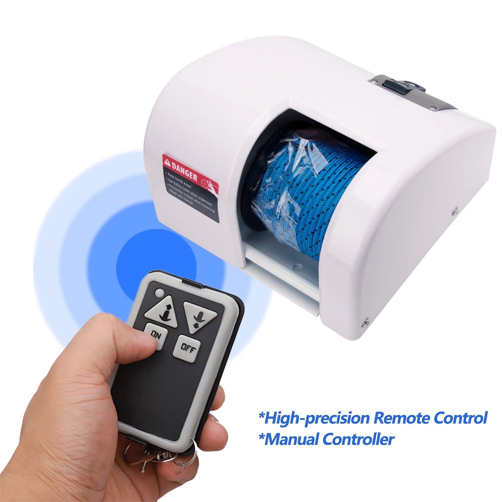 12V Elektrisk Ankarvinsch för Båtar – 25LBS Marinvinsch med Fjärrkontroll