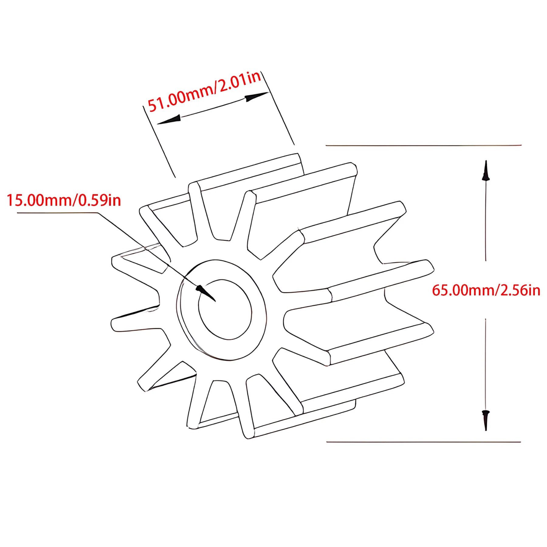 Vattenpump Impeller 47-862232A2 för MerCruiser 4.3-8.2L Alpha Bravo V6 V8