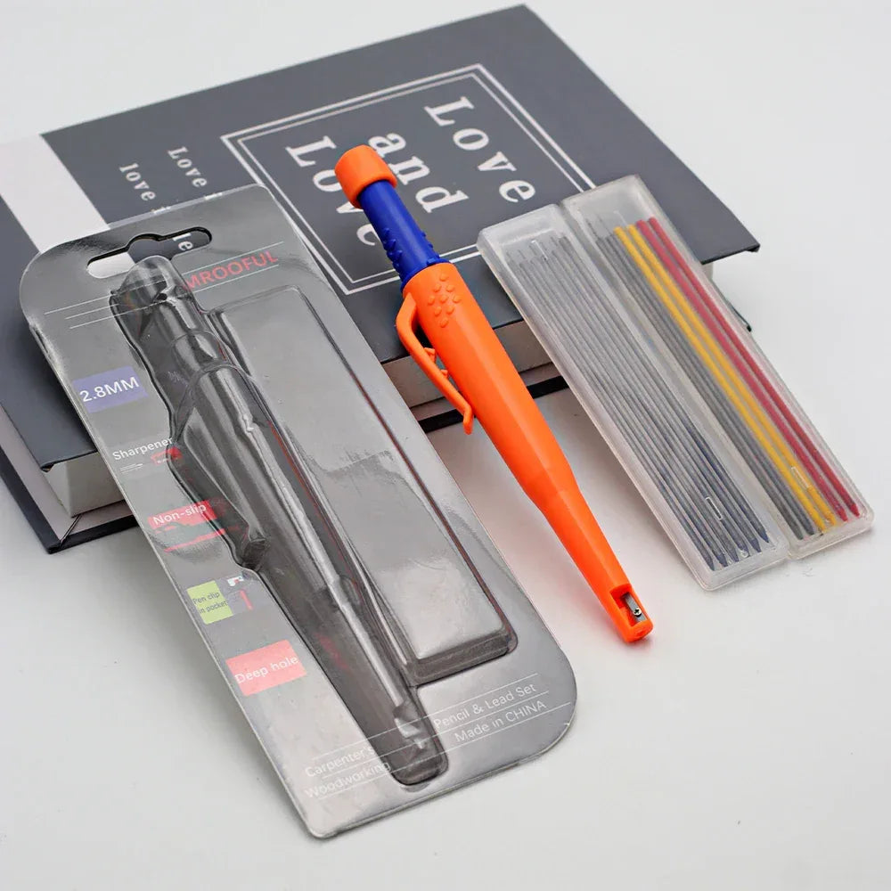 Woodworking Pencil Card Set, Deep Hole Marking and Drawing, with 2.8mm Reliable and Durable Lead, for Carpenters Engineering