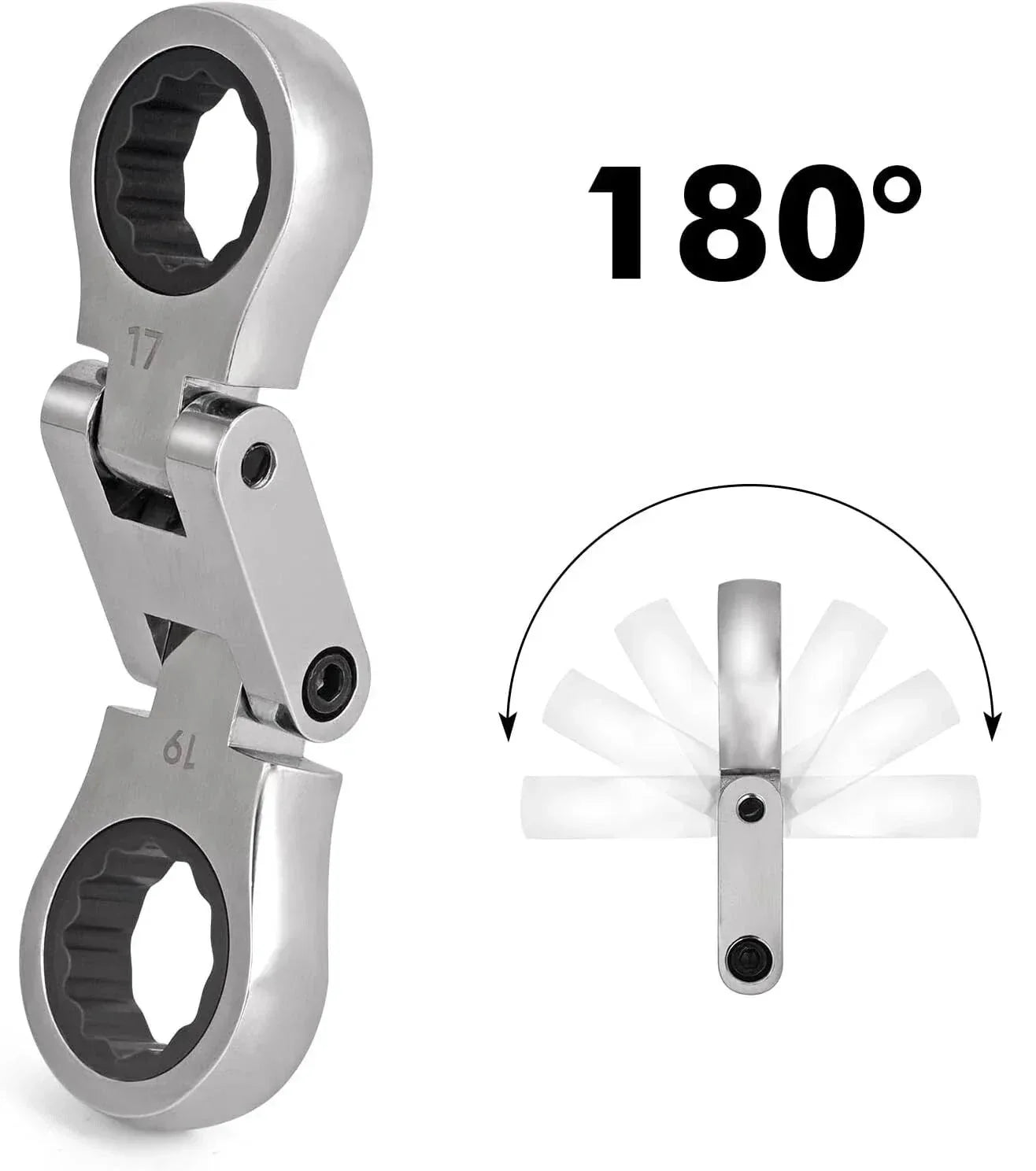 Kompakt Spärrskiftnyckel Set - Flexibelt Huvud 8-19mm - 5 Delar