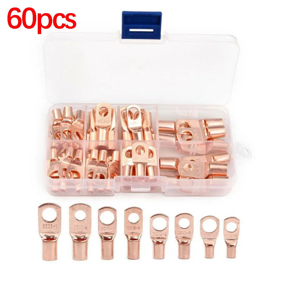 Premium Set 60st Kopparkabelskor - Professionella Ringterminaler för Kabel