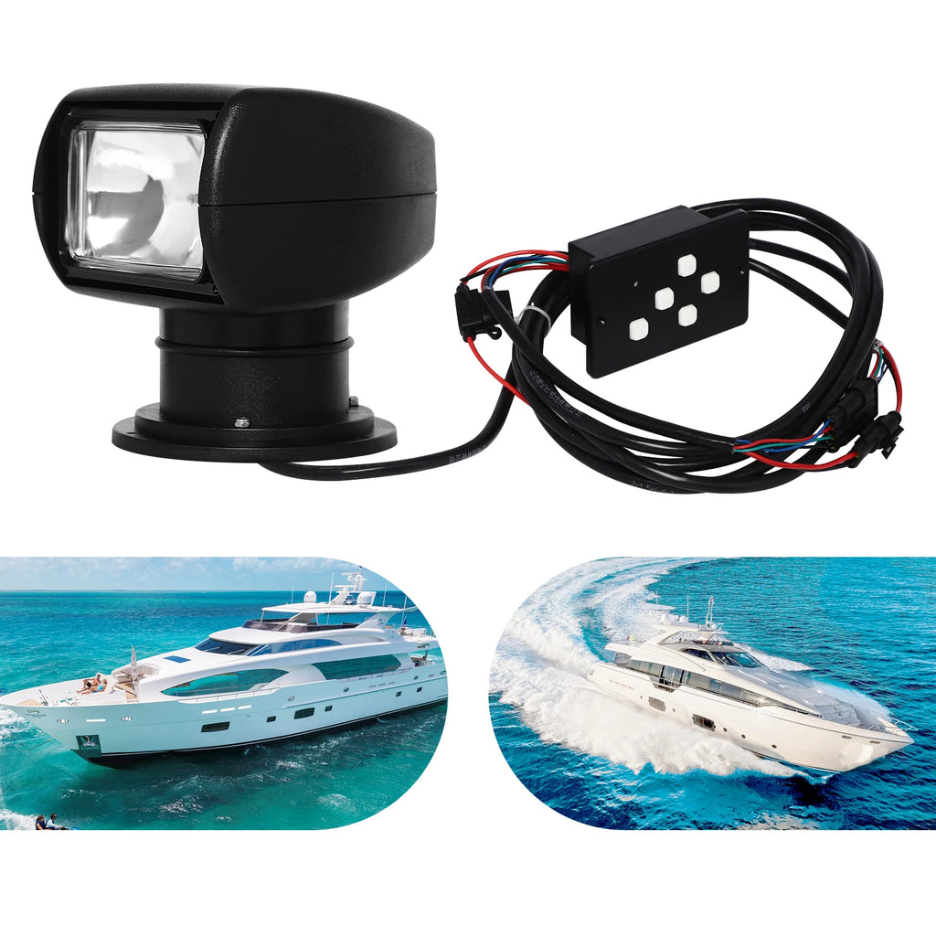Professionell Båtstrålkastare 100W med Fjärrkontroll - IP66 Vattentät Halogensökljus för Yacht & Marin