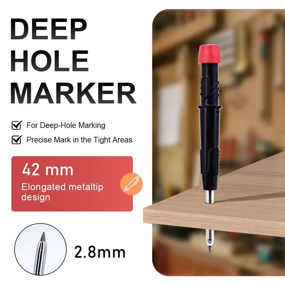 Woodworking Pencil Card Set, Deep Hole Marking and Drawing, with 2.8mm Reliable and Durable Lead, for Carpenters Engineering