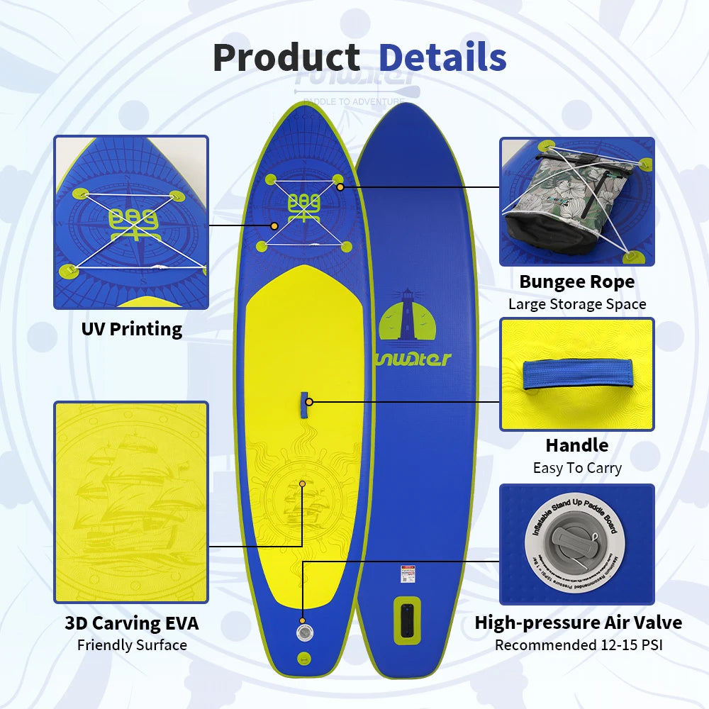 Tax Free EU Stock FunWater SUPFW28A Blue Yellow Paddle Board 3-7 Days Delivery ISUP Nautical Complete Kit Adult