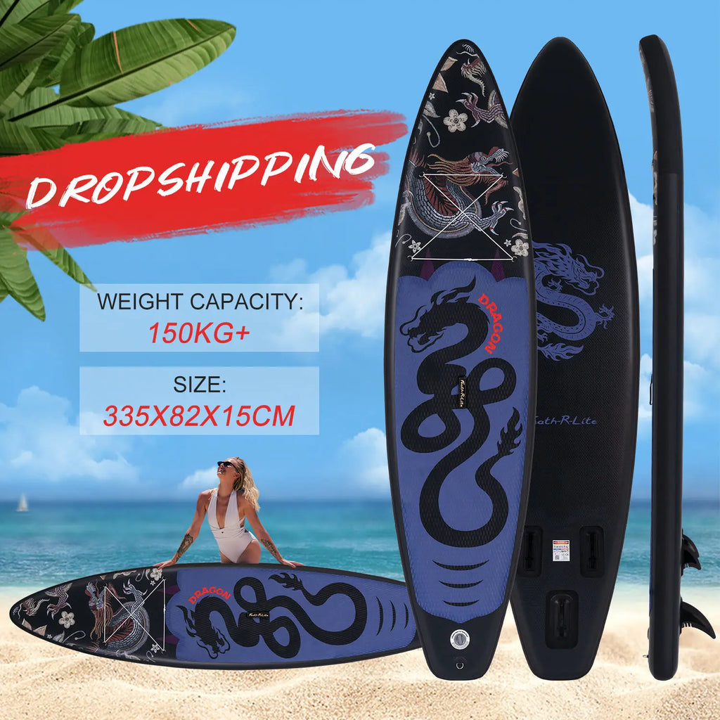 Uppblåsbar SUP-bräda 335cm - Komplett Set med Paddel, Pump & Tillbehör