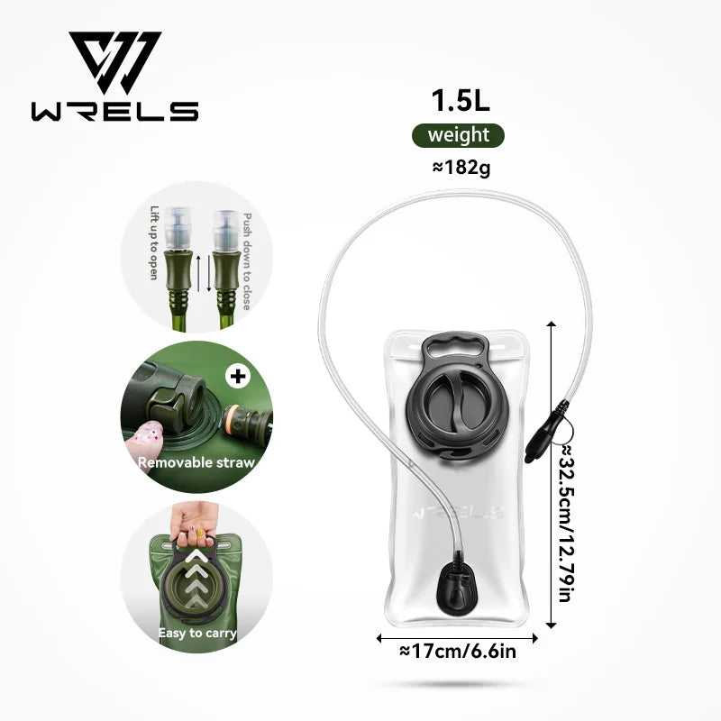 WRELS Hydreringsbladd – Vattenbehållare för Vandring, Cykling & Löpning | BPA-fri | 1,5L–3L