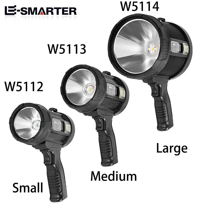 Kraftfull LED-strålkastare 900000 Lumen - Uppladdningsbar Handstrålkastare med Solpanel svart