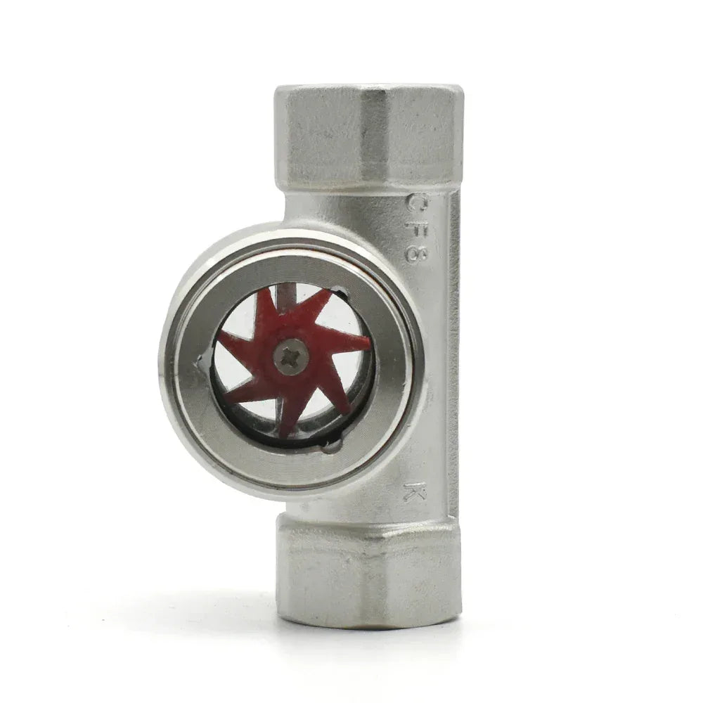 Flödesindikator med Impeller - 304 Rostfritt Stål - BSP Gänga 1/4" till 2"