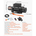 Elektrisk Vinsch 13500 lbs 12V Syntetisk Rep - Professionell Bilvinsch med Trådlös & Trådbunden Fjärrkontroll 13500 lbs