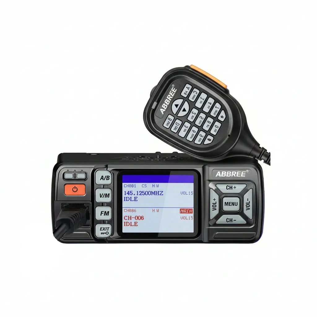 ABBREE AR-318 Professionell Bilradio 25W Dual Band VHF/UHF Walkie Talkie med Kryptering