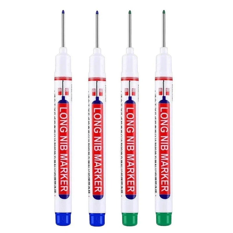 4Pcs/Set 20mm Deep Hole Long Nib Head Markers For Metal Perforating Pen Waterproof Bathroom Woodworking Decoration Multi-Purpose 2blue 2green