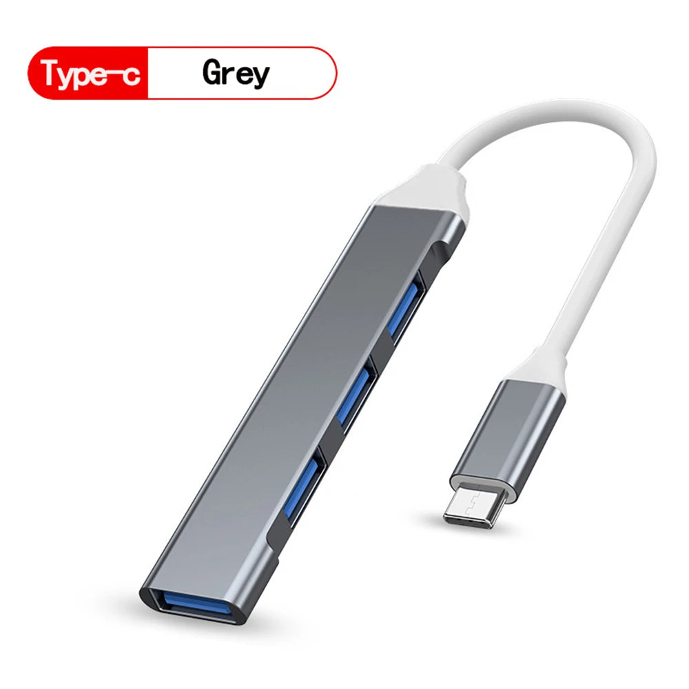 USB 3.0 Hub 4 Portar - Ultra High Speed Type-C Splitter 5Gbps - Universal Multi-Port för PC, Dator, Laptop & MacBook.