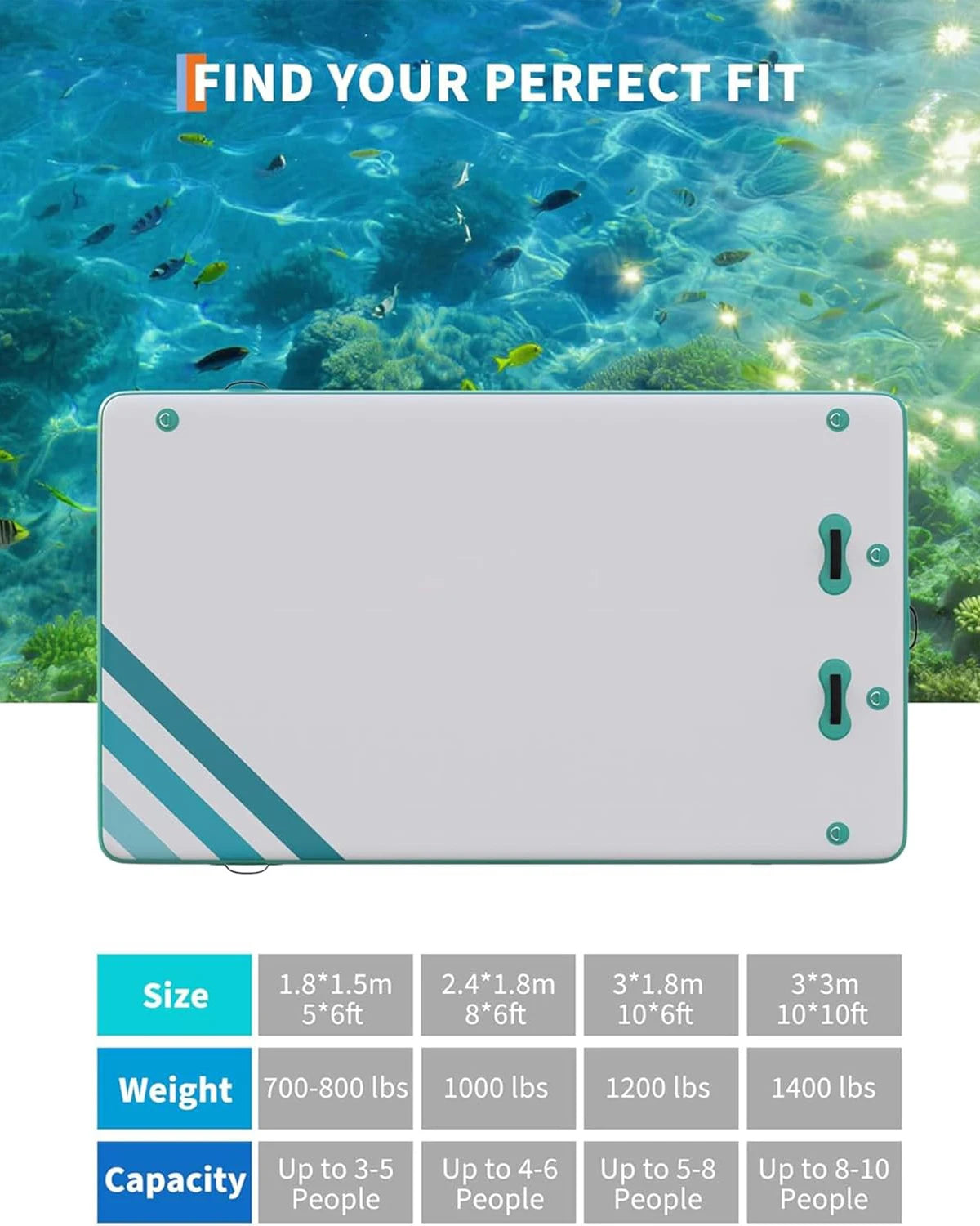 Uppblåsbar Flytande Plattform – Halkfri Badplattform med Stege & Väska för Sjö, Pool & Strand
