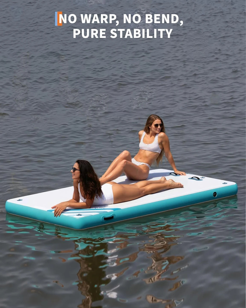 Inflatable Floating Platform – Non-Slip Swim Platform with Ladder & Bag for Lake, Pool & & Beach