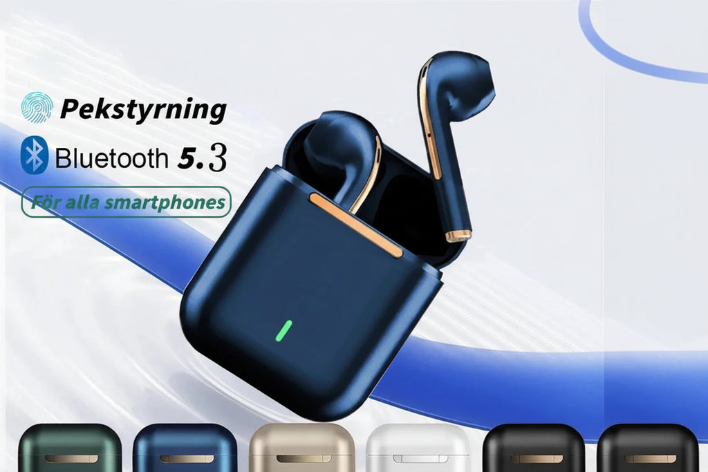 J18 TWS Premium Trådlösa Earbuds - Bluetooth 5.3 Hörlurar med Lång Batteritid och Noise Cancelling - För Gaming, Business & Sport.