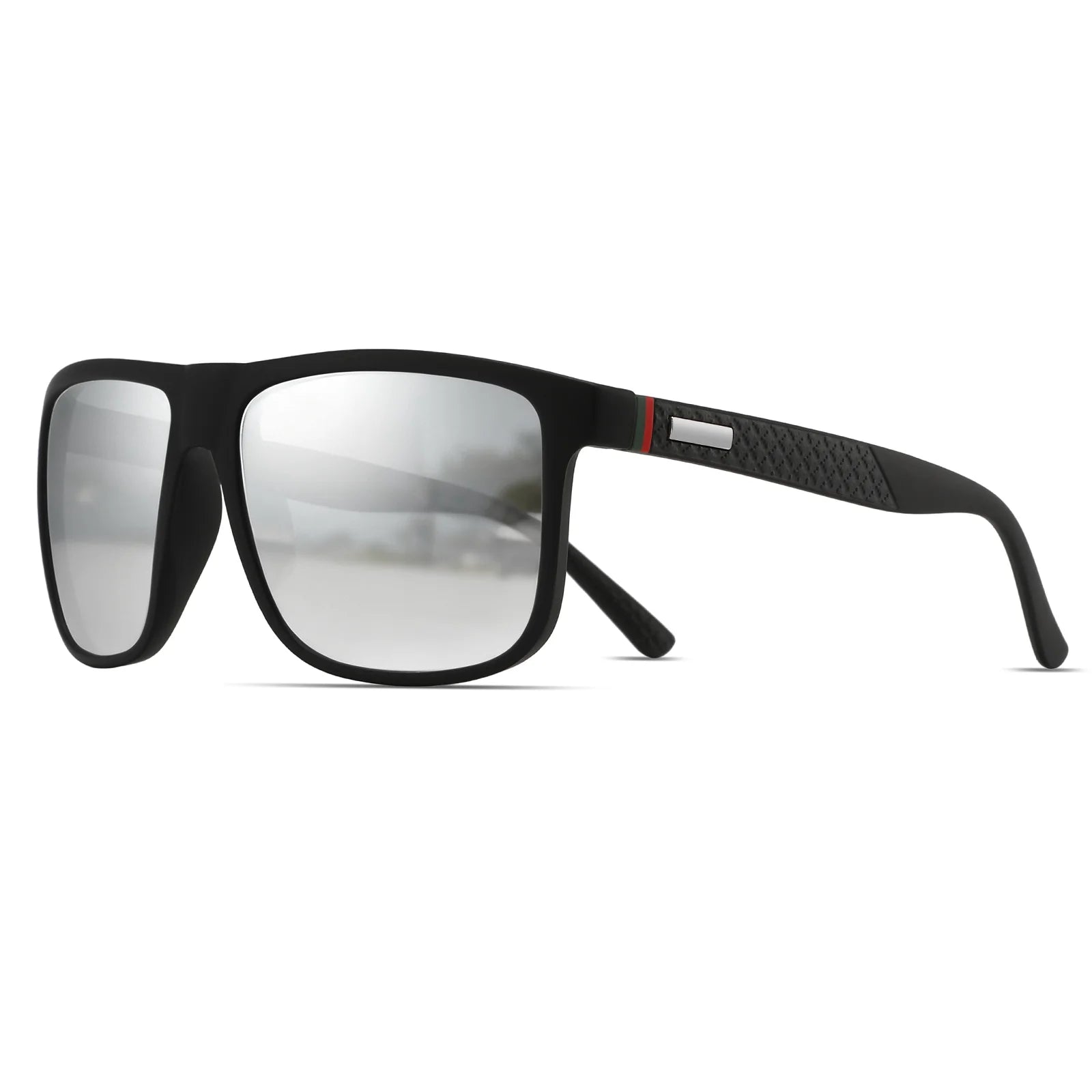 Vintage Fyrkantiga Solglasögon Män Kvinnor Lyxigt Varumärke C5-silverspegel