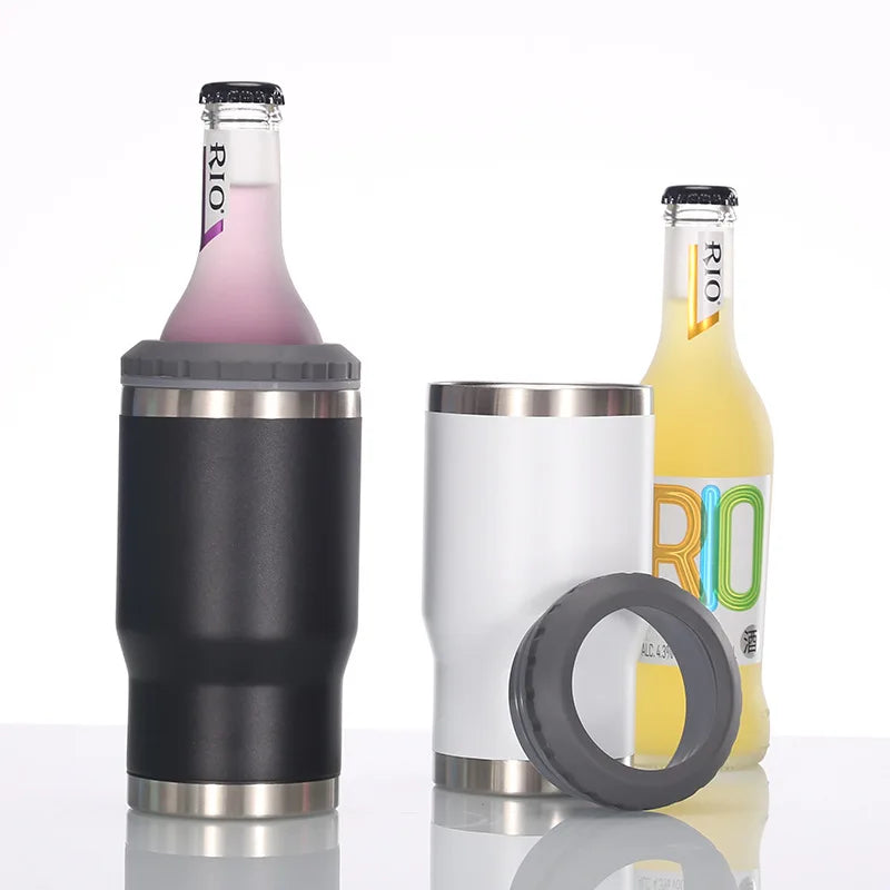 4-i-1 Dryckeskylare & Tumbler – Passar 12 oz Burkar, Smala Burkar och Flaskor med Inbyggd Flasköppnare