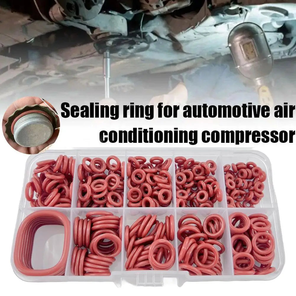 351Pcs Red Silicone O-Rings Kit Oil Resistant High Temperature Rubber Sealing Gaskets Washers for Cars And Pipelines