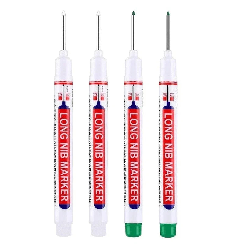 4Pcs/Set 20mm Deep Hole Long Nib Head Markers For Metal Perforating Pen Waterproof Bathroom Woodworking Decoration Multi-Purpose 2white 2green