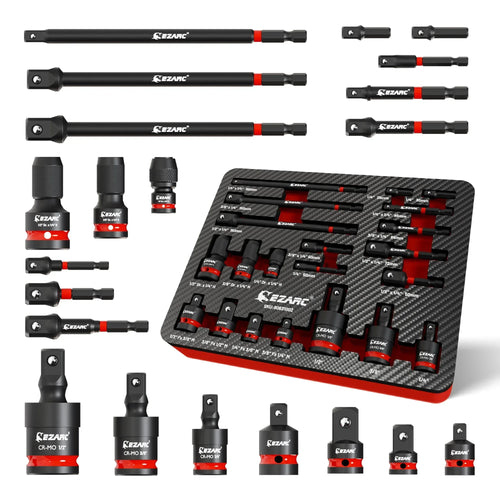 21-delars Professionellt Hylsadapter Set - CR-MO Universal Svängbar Hylsa & Impact Kopplingar 21 pcs set