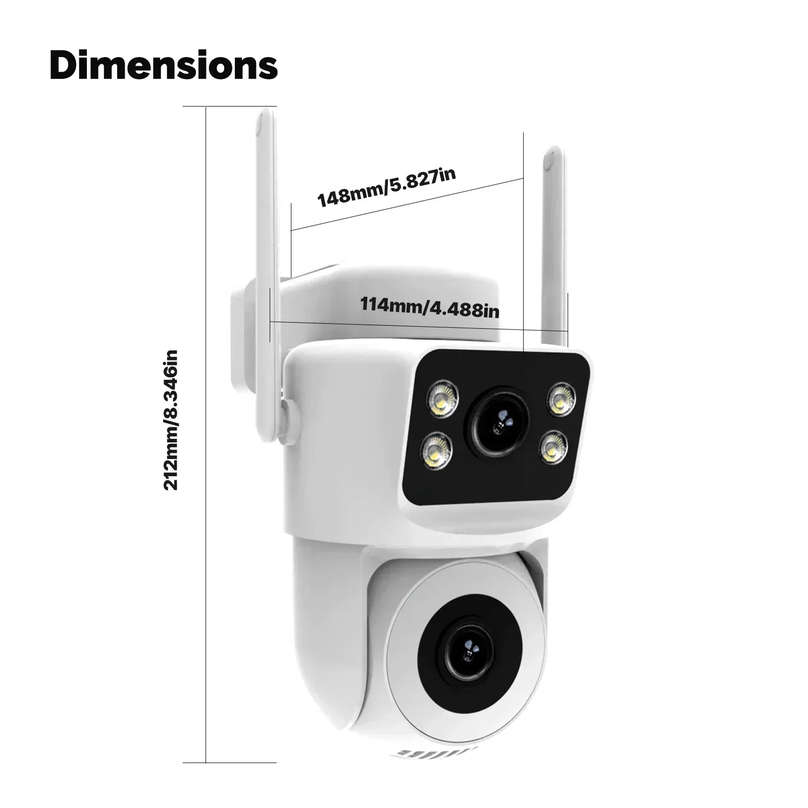 Moes Smart WiFi Utomhus Säkerhetskamera 8MP Dual Screen 2.4G/5G IP65 Vattentät