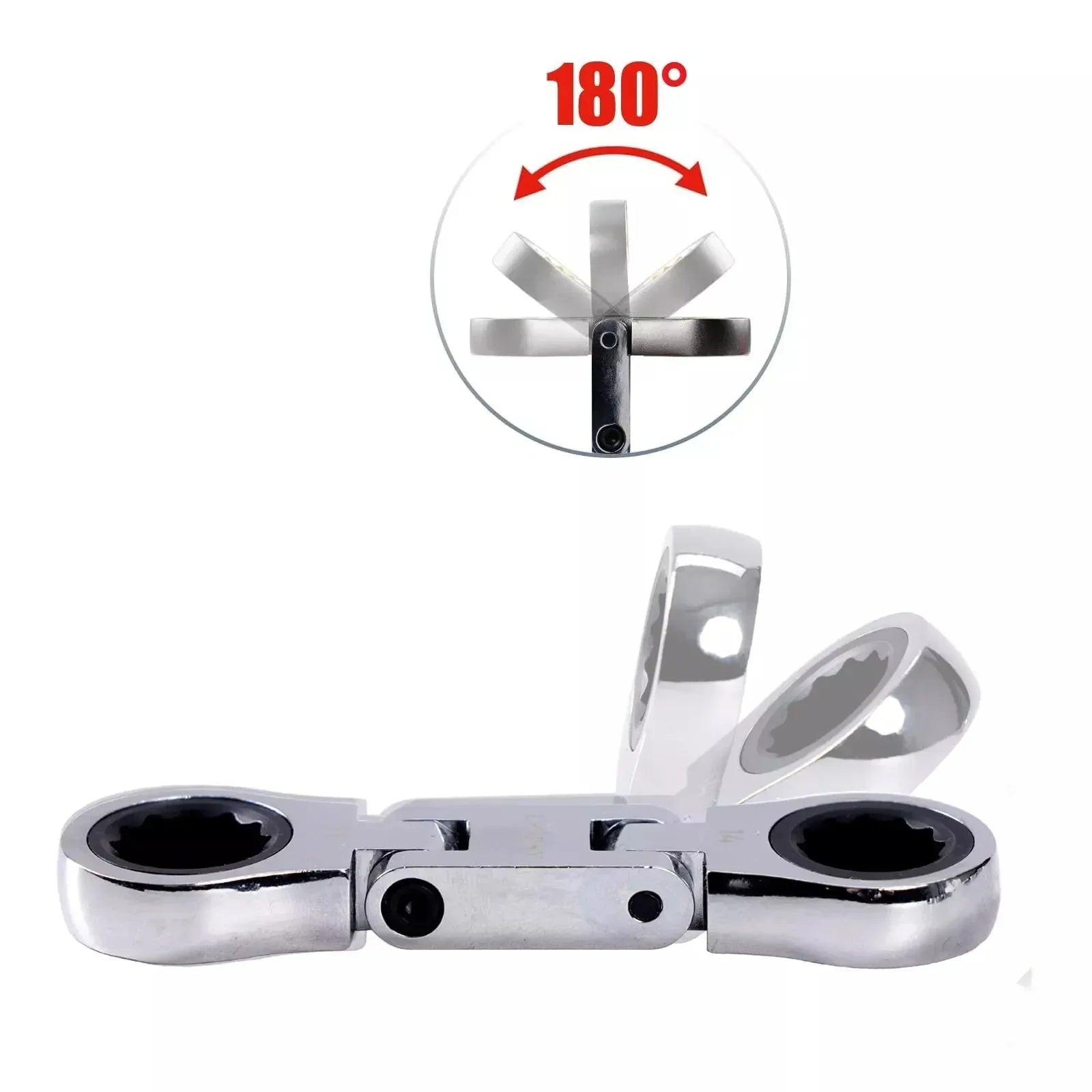 Kompakt Spärrskiftnyckel Set - Flexibelt Huvud 8-19mm - 5 Delar