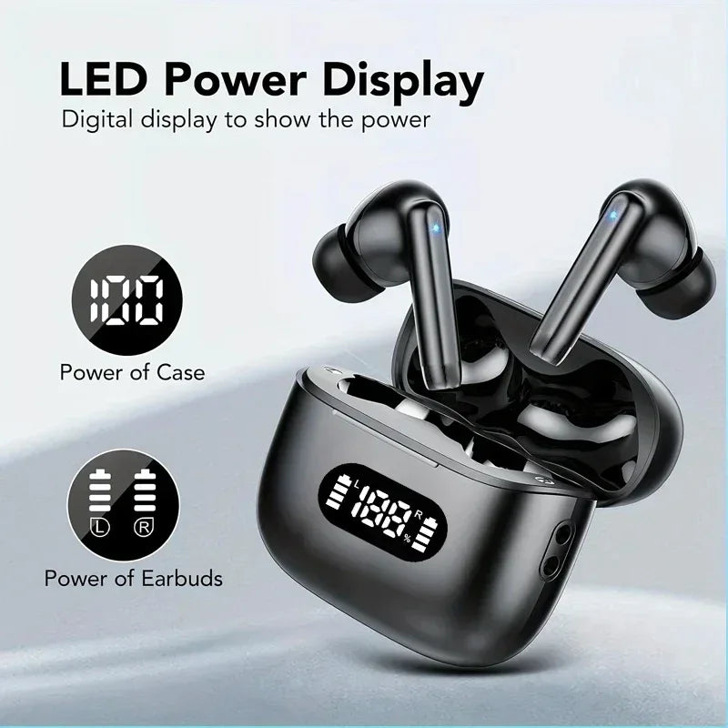 Trådlösa Hörlurar 40dB Brusreducering Bluetooth 5.3 med LED-Display