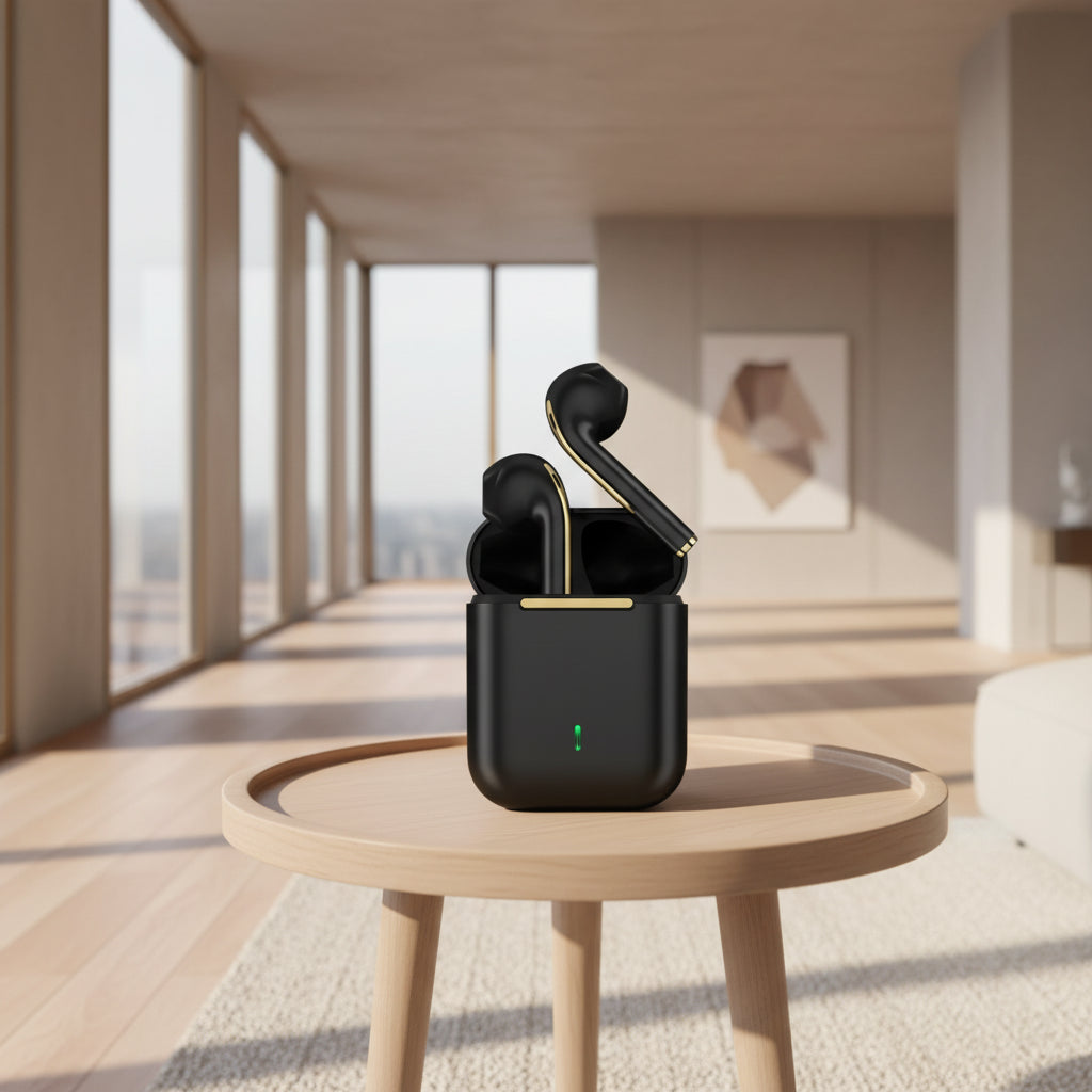 J18 TWS Premium Trådlösa Earbuds - Bluetooth 5.3 Hörlurar med Lång Batteritid och Noise Cancelling - För Gaming, Business & Sport.