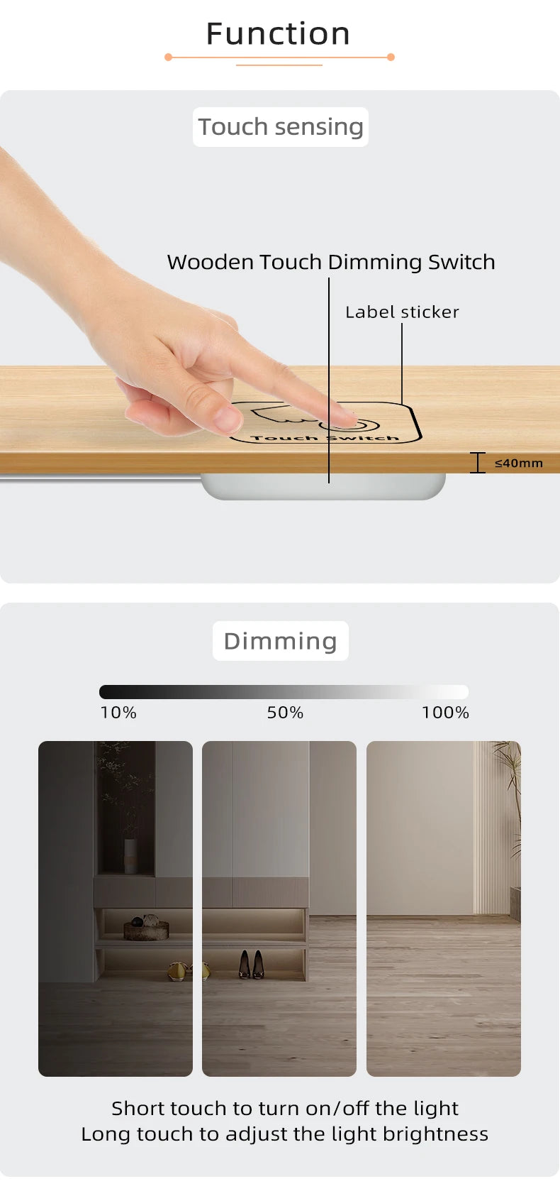 Smart Touch Dimmer Switch DC 12V/24V - LED Skåpbelysning med Sensor | 60W