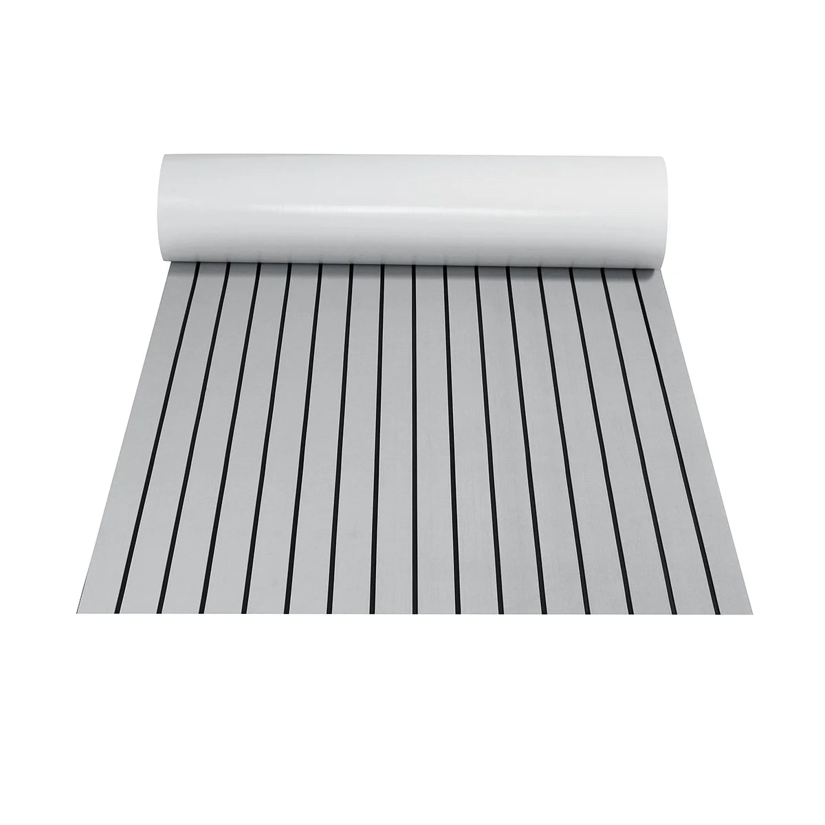 2400x900x5mm Självhäftande EVA-skum Teak Däcksmatta – Marinmatta för Båt, Grå/Svart