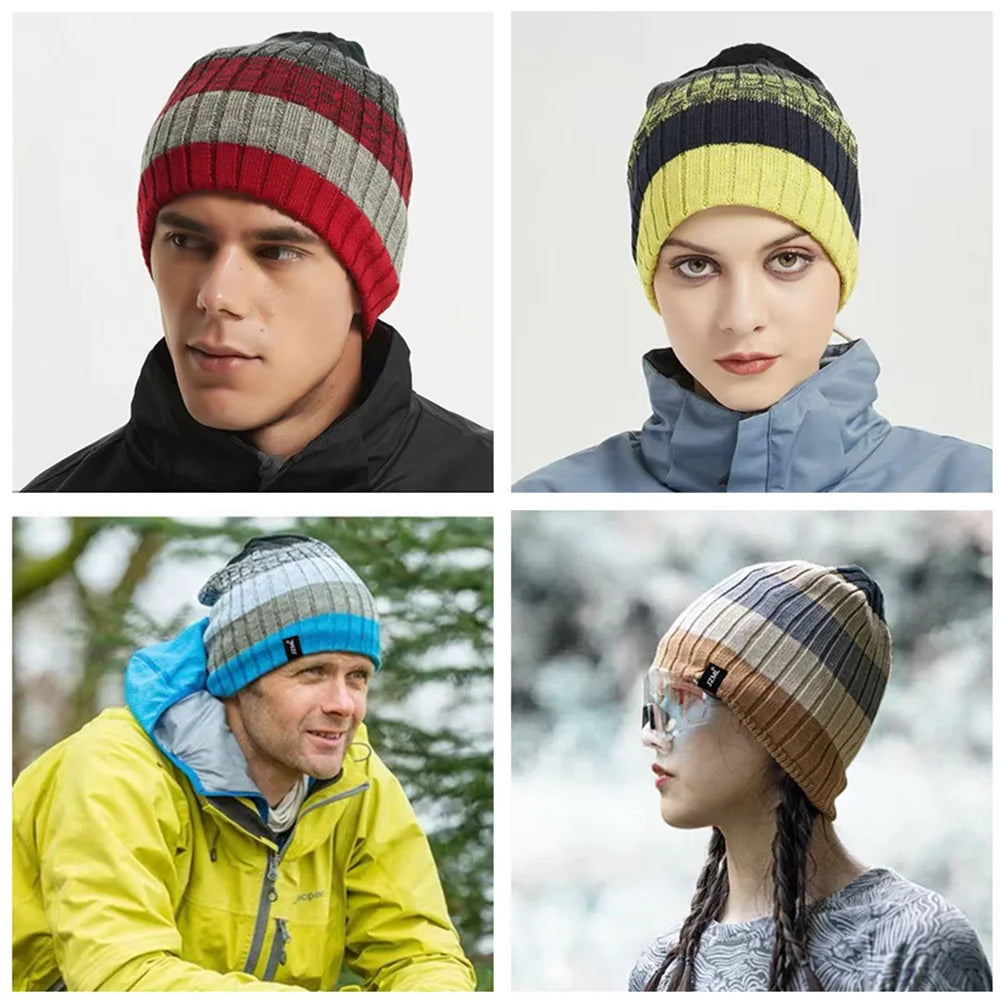 JZML Randig Vintermössa - Unisex Beanie för Skidåkning & Outdoor | Dam & Herr